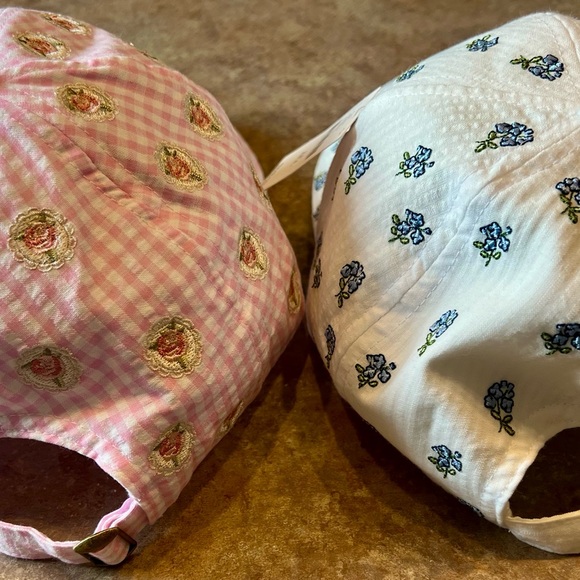 NEW Anthropologie Seersucker Flower Baseball Caps (2) - Picture 3 of 8